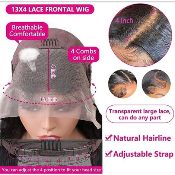 99j Burgundy Lace Front Wig Human Hair 22 inch 13x4 Body Wave Frontal Pre Plucke - Picture 5 of 11